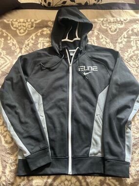 Nike Elite Black and Gray Full-Zip Hooded Performance Jacket